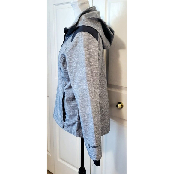 Free Country Womens Softshell fleece lined Hooded Grey Jacket Coat Sz M EUC - Picture 2 of 7